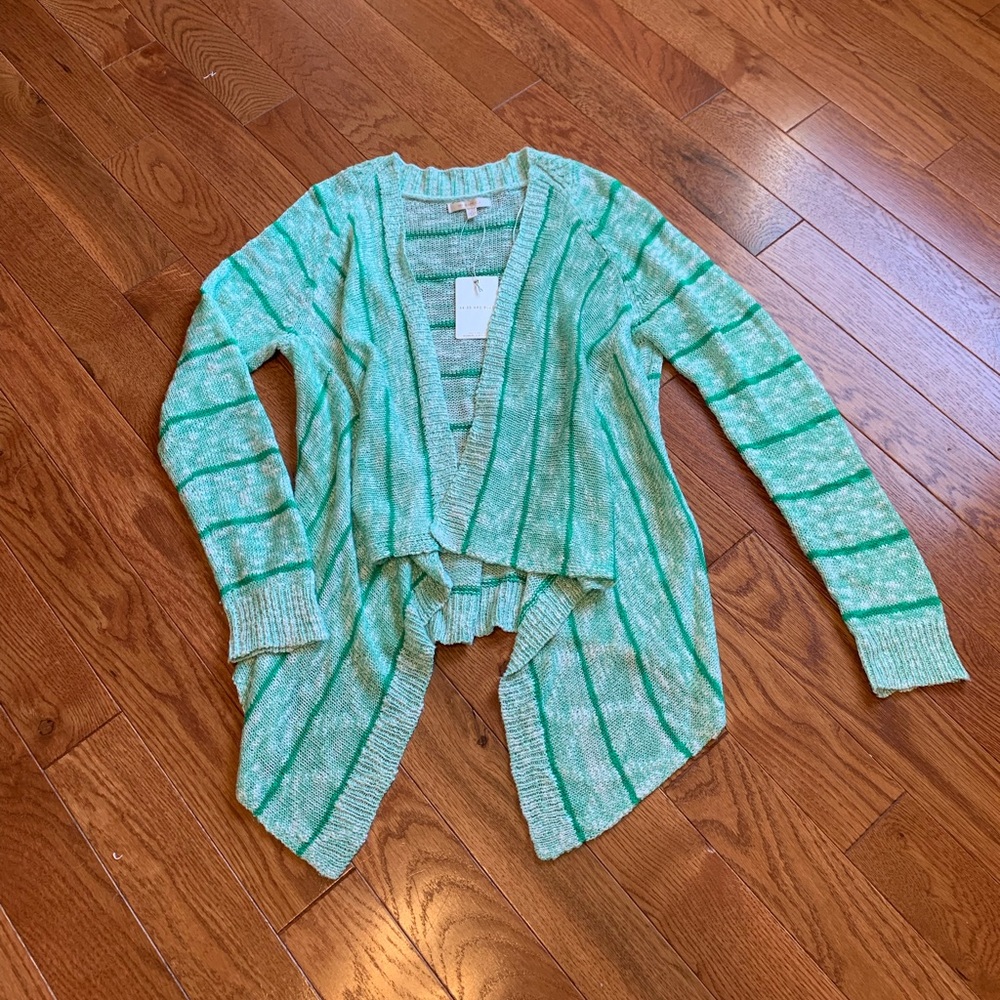 NWT Skies Are Blue Striped Open Front pastel Cardigan